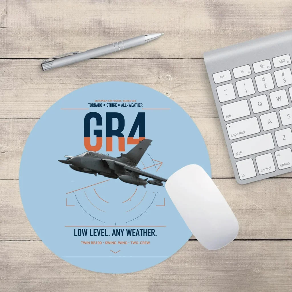 Panavia Tornado GR4 design on light blue round mouse pad