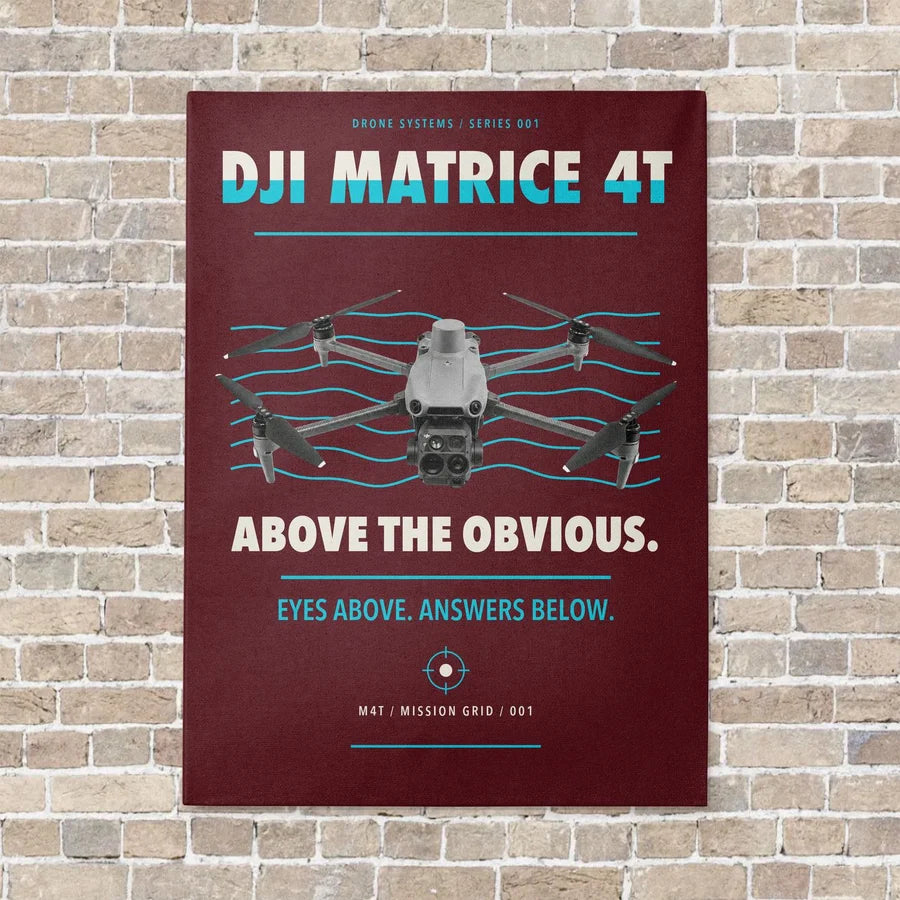 DJI Matrice 4T vertical canvas print - no frame - dark red background