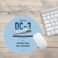 Thumbnail for Douglas DC-3 design on light blue round mouse pad