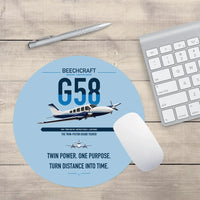 Thumbnail for Beechcraft Baron G58 design on light blue round mouse pad