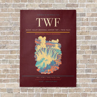 Thumbnail for Magic Valley Regional Airport TWF — Twin Falls vertical canvas print - no frame - dark red background