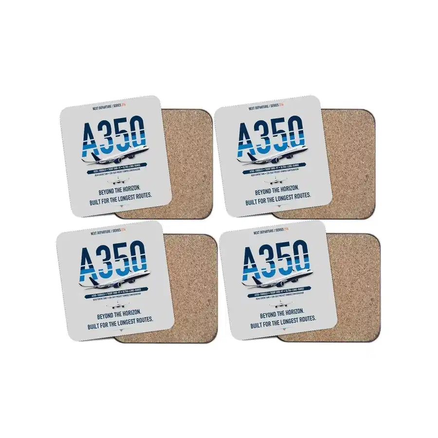 Airbus A350-1000ULR design on light gray 4 pieces set coaster