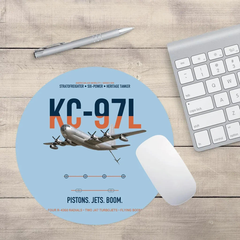 KC-97L STRATOFREIGHTER design on light blue round mouse pad