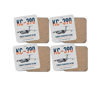Thumbnail for Embraer KC-390 Millennium design on light gray 4 pieces set coaster