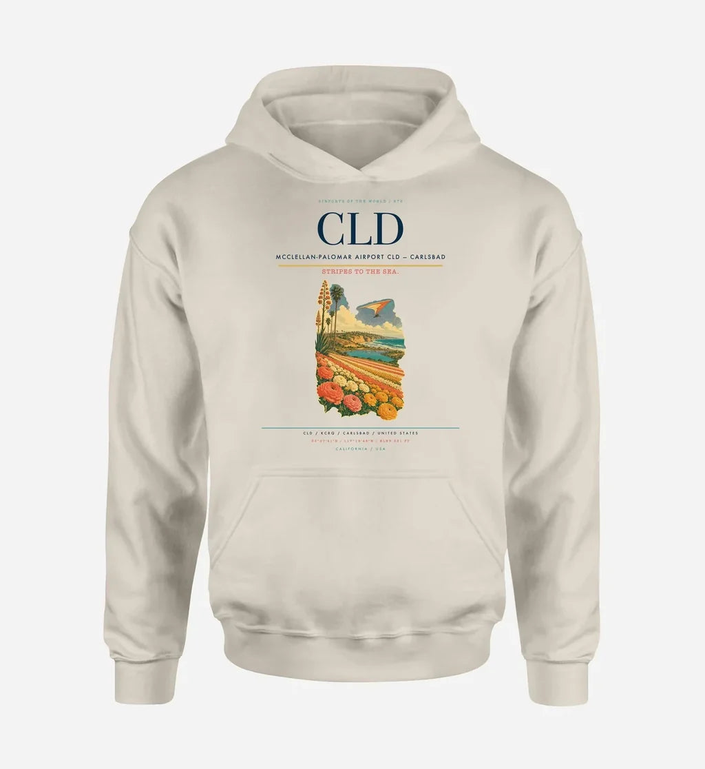 McClellan-Palomar Airport (CLD) design on khaki hoodie single-side print