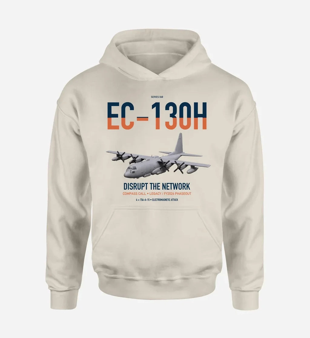 EC-130H Compass Call design on khaki double-side hoodie, single-side print