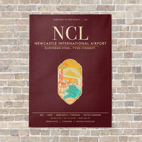Thumbnail for Newcastle International Airport NCL vertical canvas print - no frame - dark red background