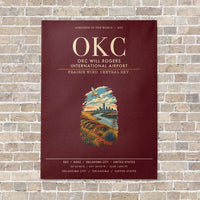 Thumbnail for OKC Will Rogers International Airport OKC vertical canvas print - no frame - dark red background