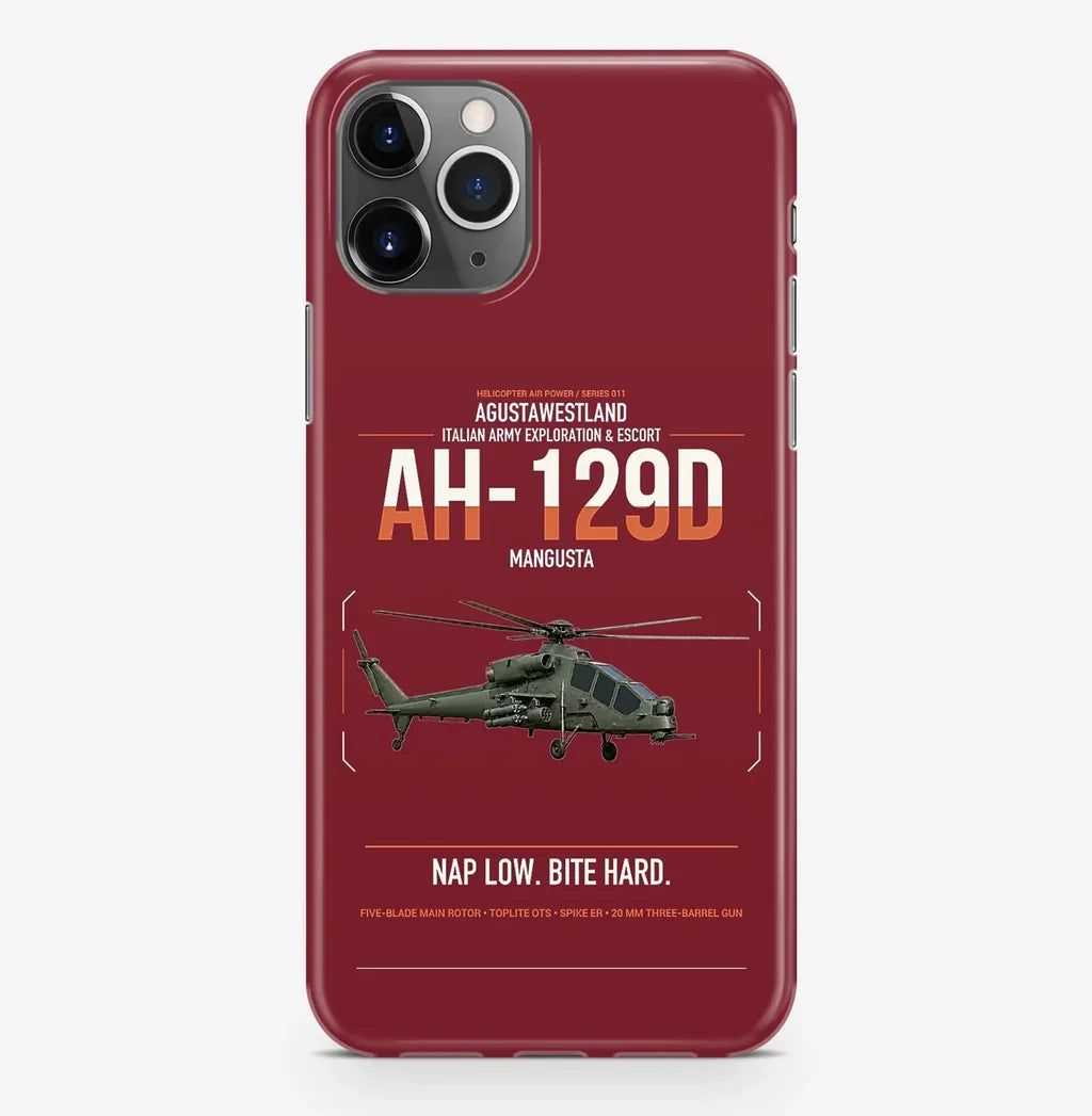 AgustaWestland AH-129D Mangusta design on dark red magsafe iphone case, for iPhone Pro Max