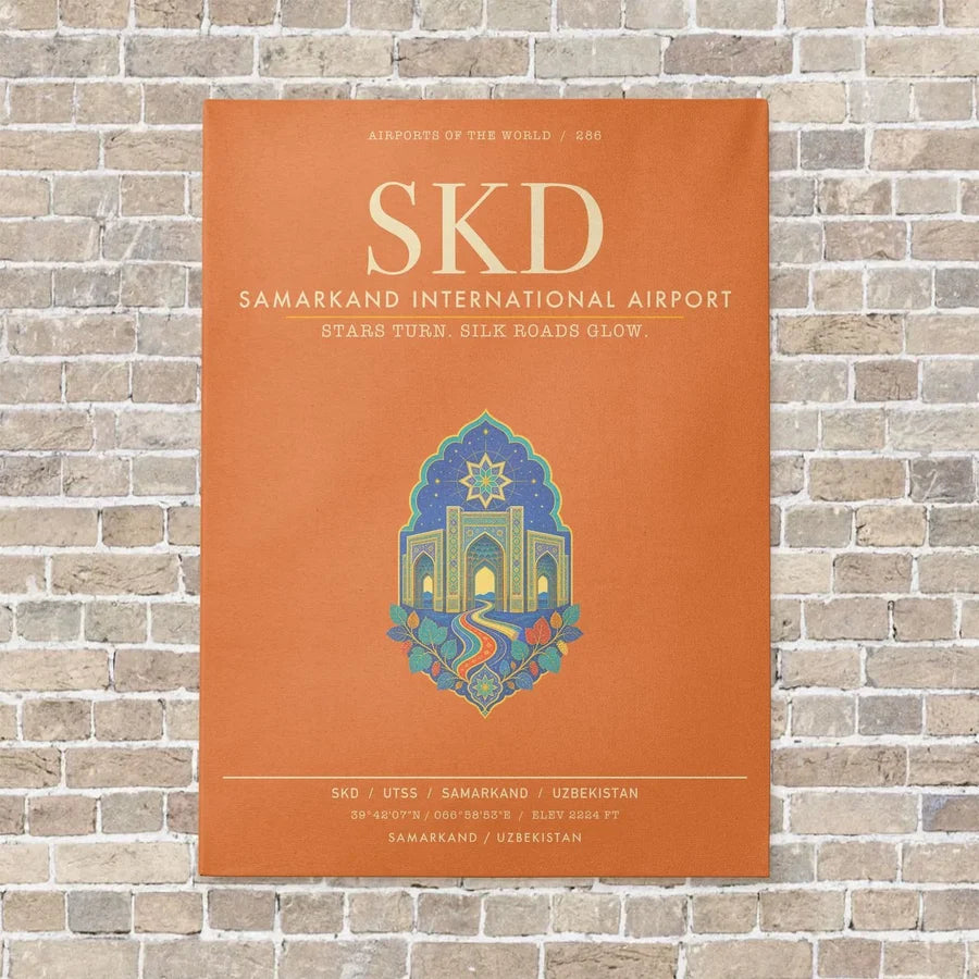Samarkand International Airport SKD - Canvas Framed - Orange