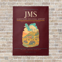 Thumbnail for Jamestown Regional Airport JMS vertical canvas print - no frame - dark red background