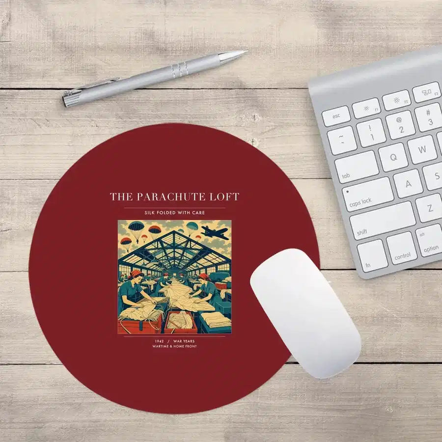 VINTAGE G4508 - The Parachute Loft - Designed Mouse Pads design on darkred round