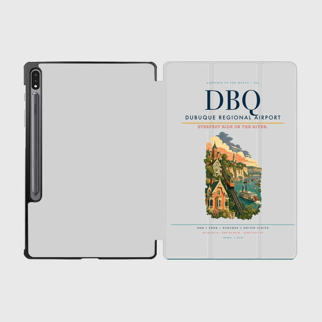 Dubuque Regional Airport (DBQ) design on light gray samsung tablet tablet case
