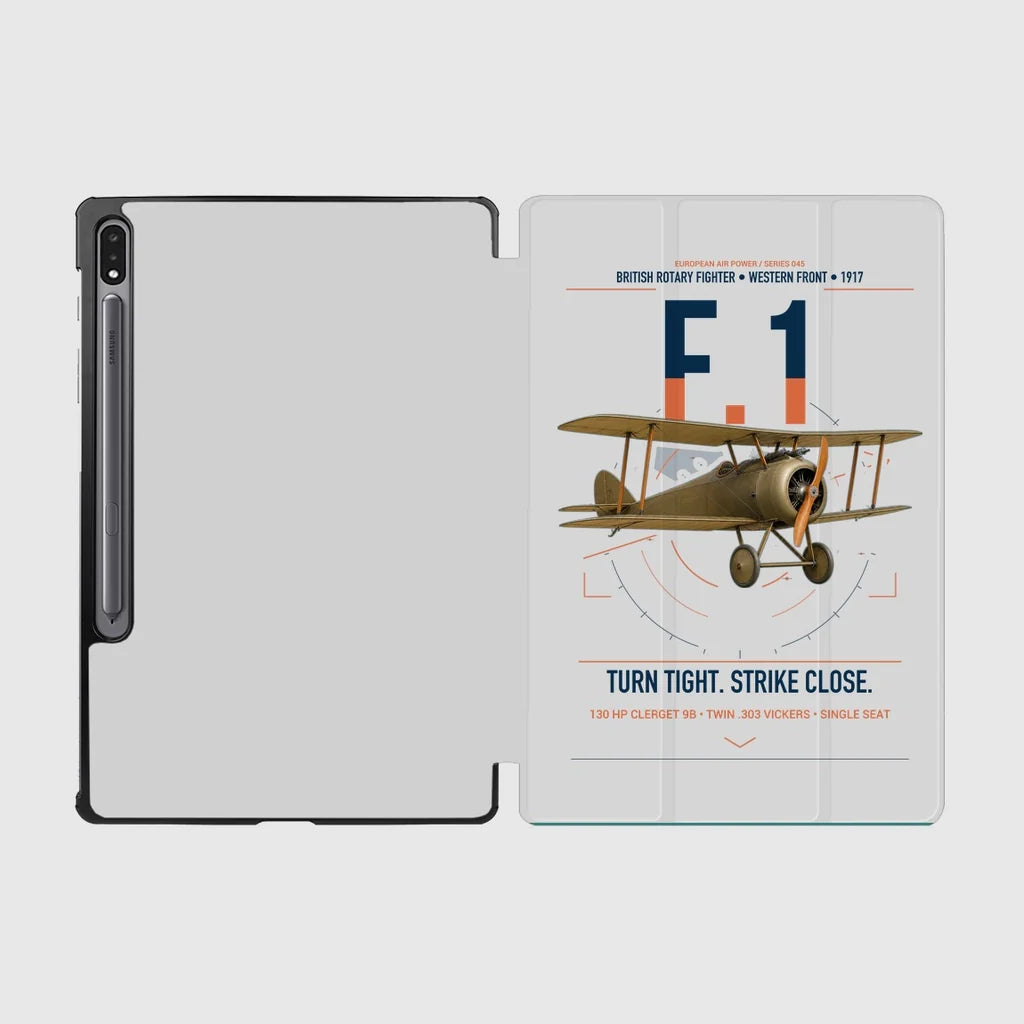 Sopwith Camel F.1 design on light gray samsung tablet tablet case