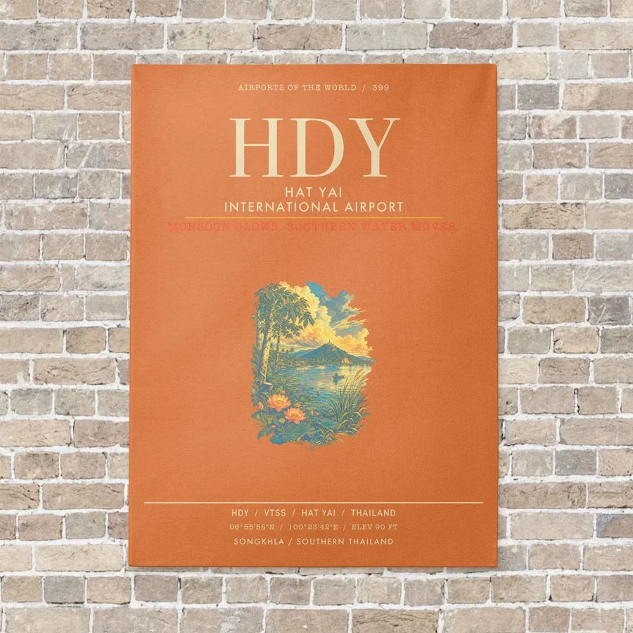 Hat Yai International Airport HDY - Canvas Framed - Orange