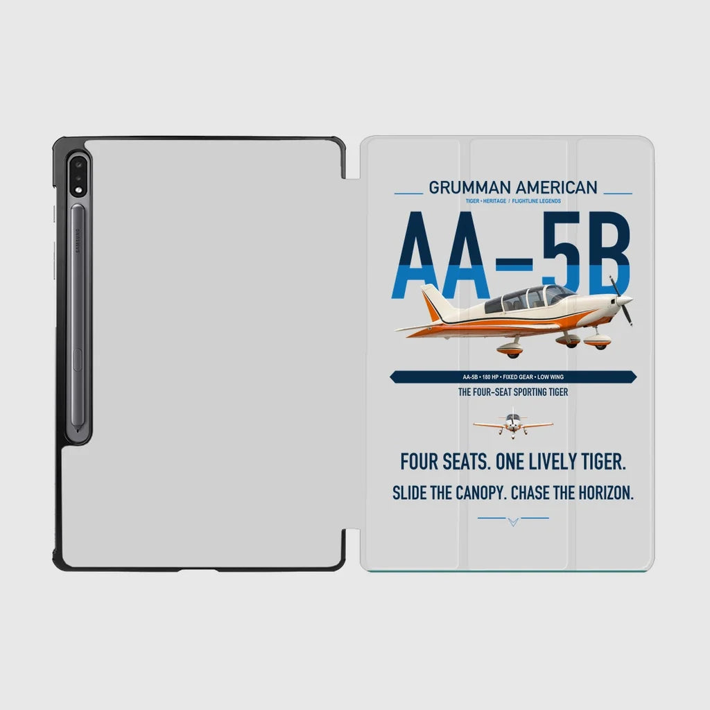 Grumman American AA-5B Tiger design on light gray samsung tablet tablet case