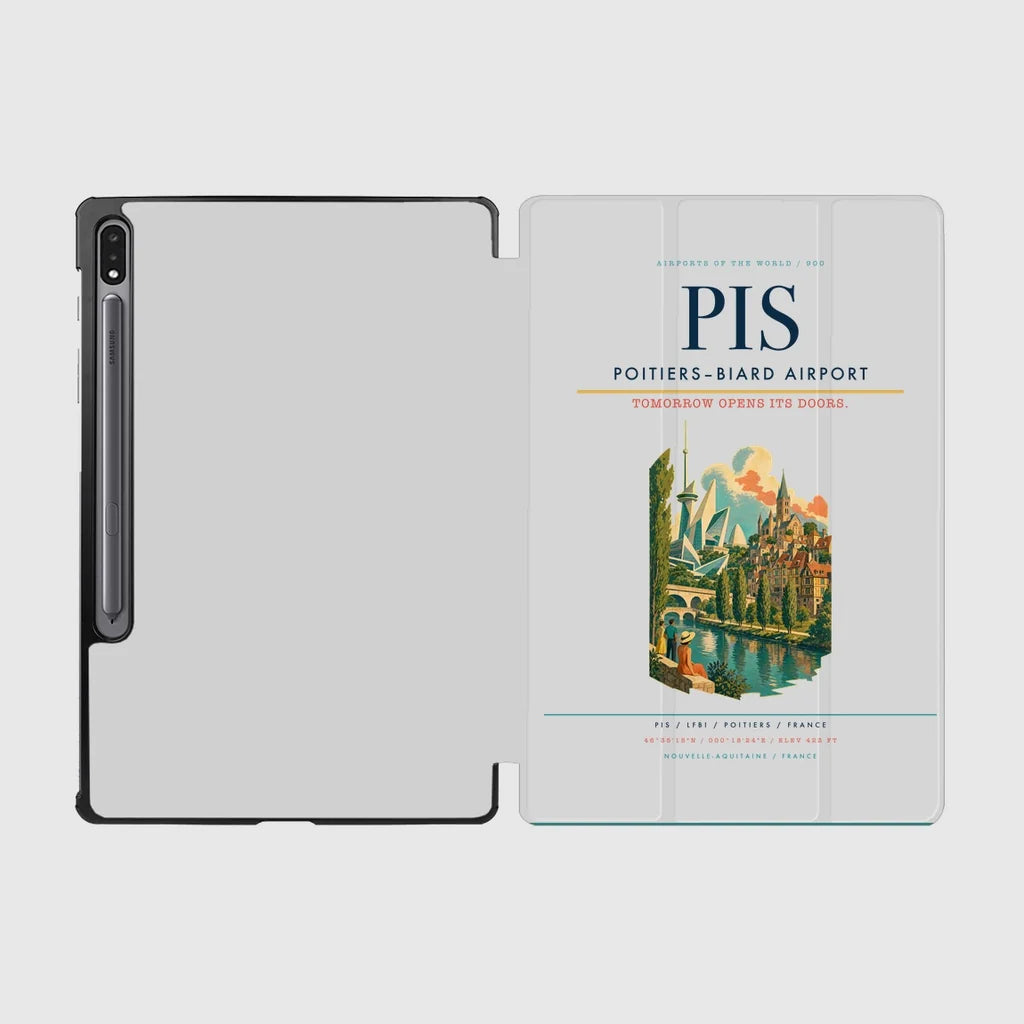 Poitiers–Biard Airport (PIS) design on light gray samsung tablet tablet case