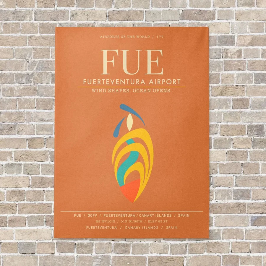 Fuerteventura Airport FUE - Canvas Framed - Orange