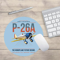 Thumbnail for Boeing P-26A Peashooter design on light blue round mouse pad