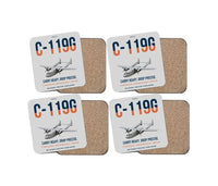 Thumbnail for C-119G Flying Boxcar design on light gray 4 pieces set coaster