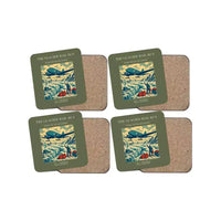 Thumbnail for The Glacier Mail Run - Designed Coasters design on green army 4-pieces-set
