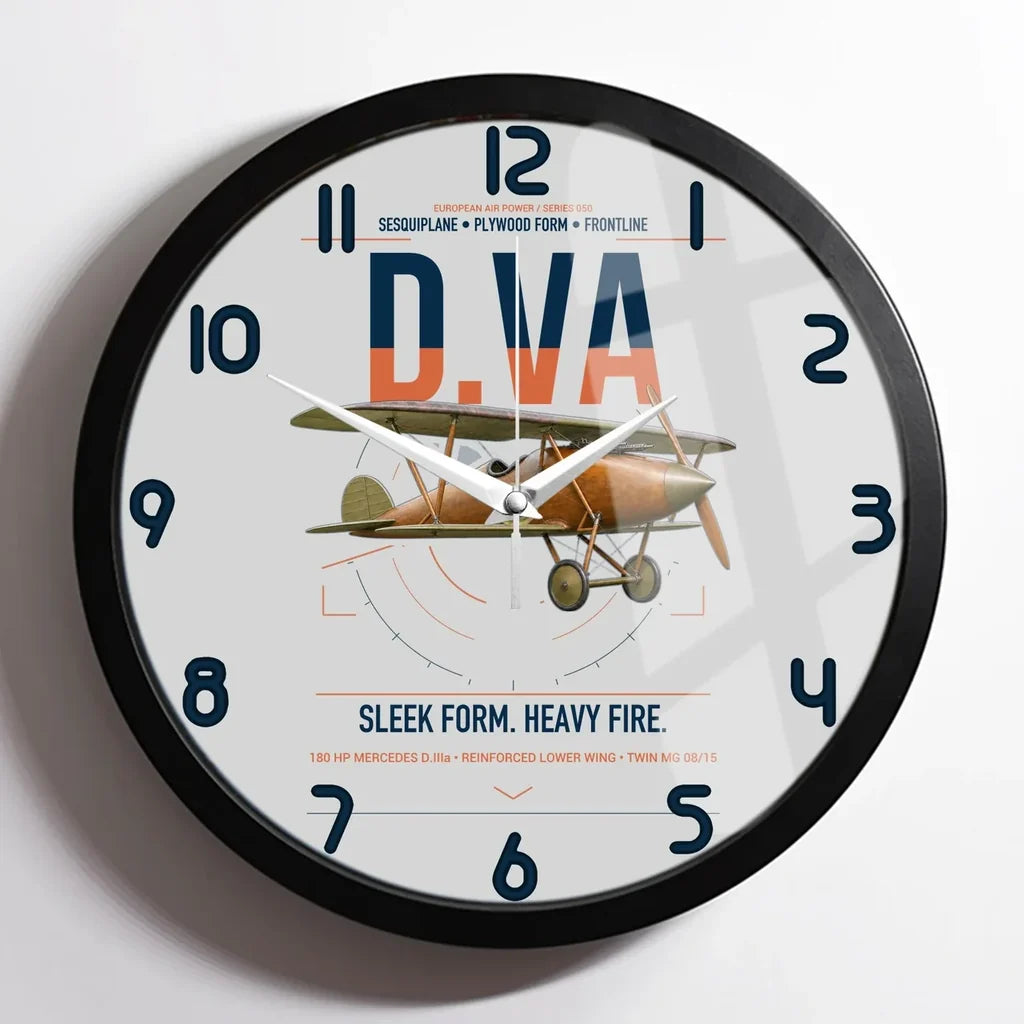 Albatros D.Va design on light gray framed wall clock
