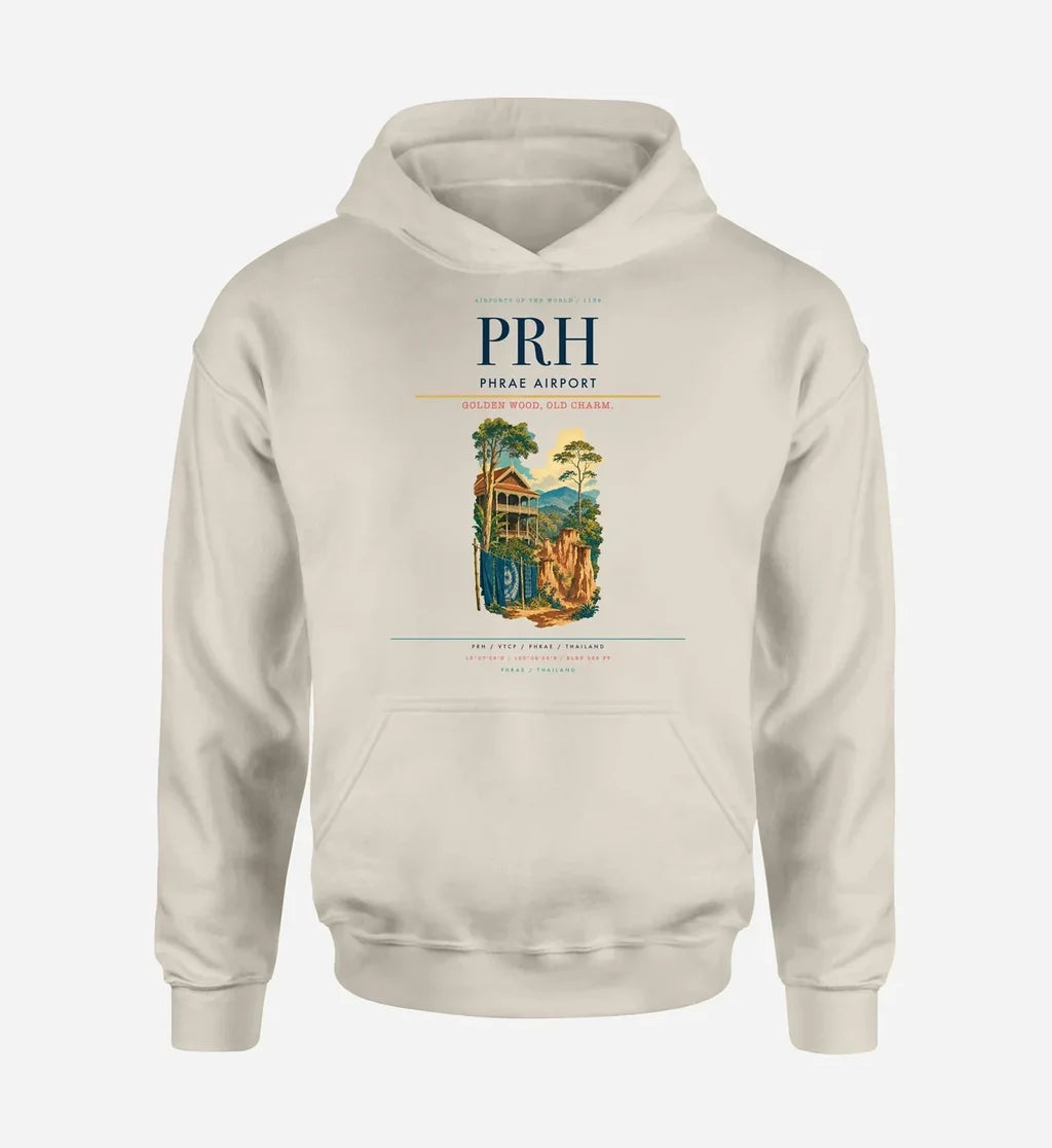 Phrae Airport (PRH) design on khaki hoodie single-side print