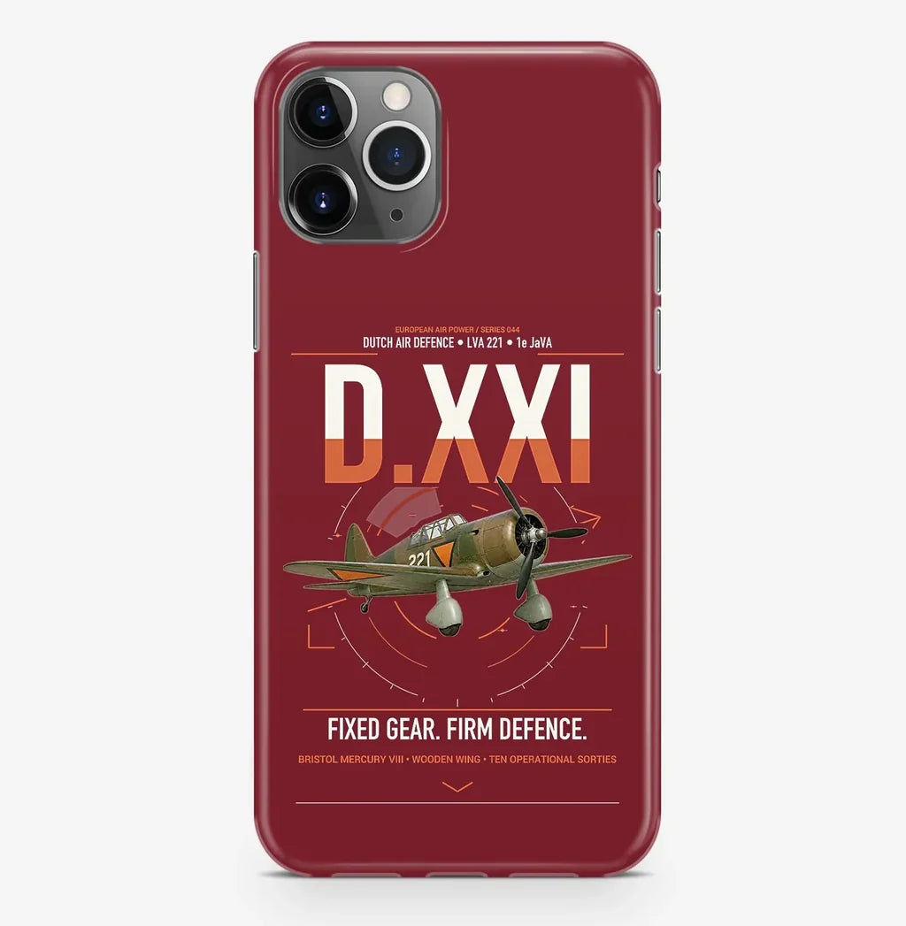 Fokker D.XXI — Dutch LVA aircraft 221 design on dark red magsafe iphone case, for iPhone Pro Max