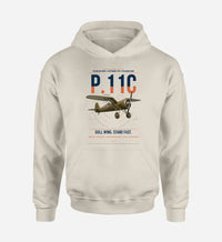 Thumbnail for PZL P.11c design on khaki double-side hoodie, single-side print