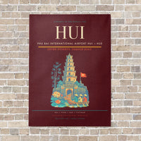 Thumbnail for Phu Bai International Airport HUI — Hue vertical canvas print - no frame - dark red background