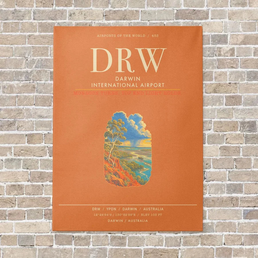 Darwin International Airport DRW - Canvas Framed - Orange
