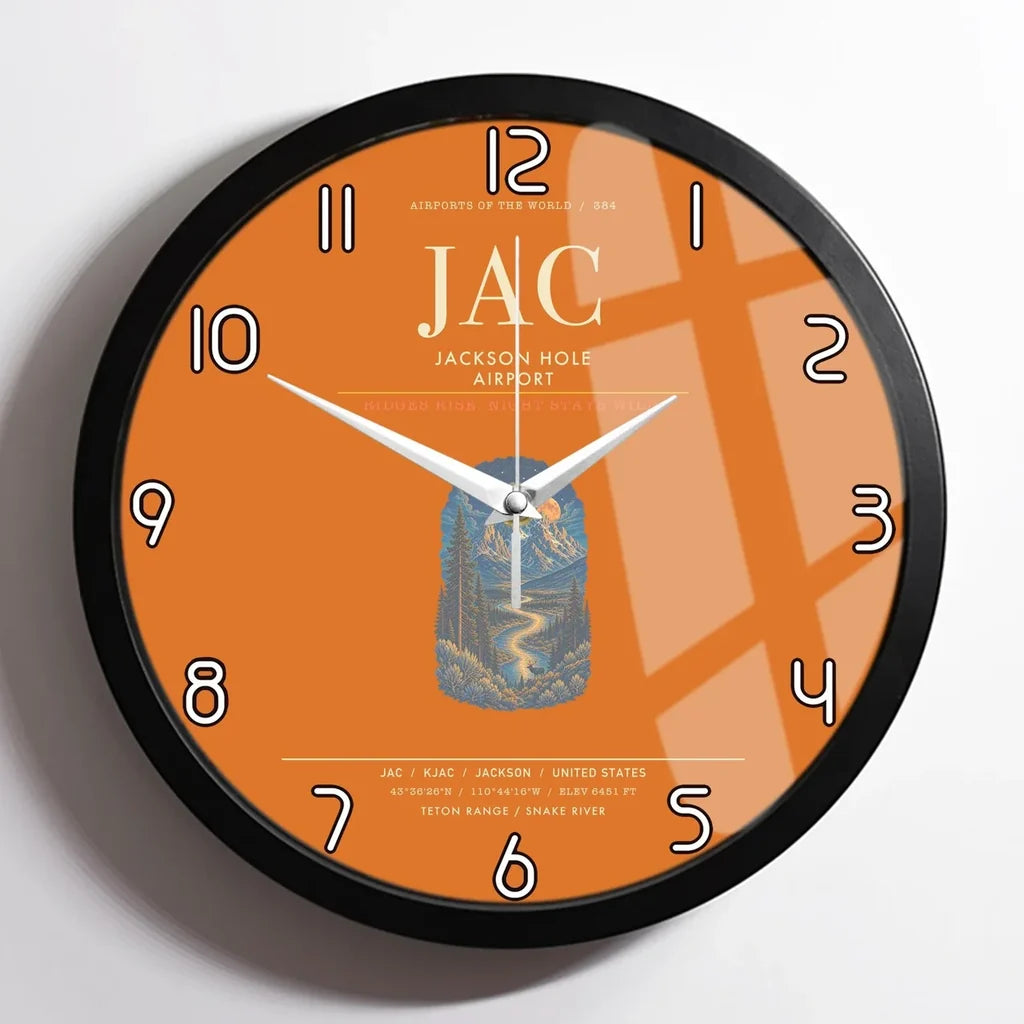 Jackson Hole Airport JAC Wall-Clock Framed - Orange