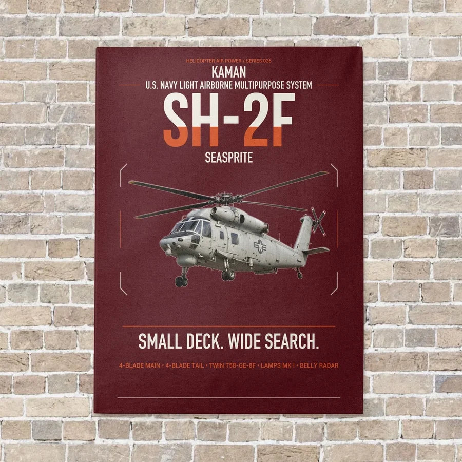 Kaman SH-2F Seasprite vertical canvas print - no frame - dark red background
