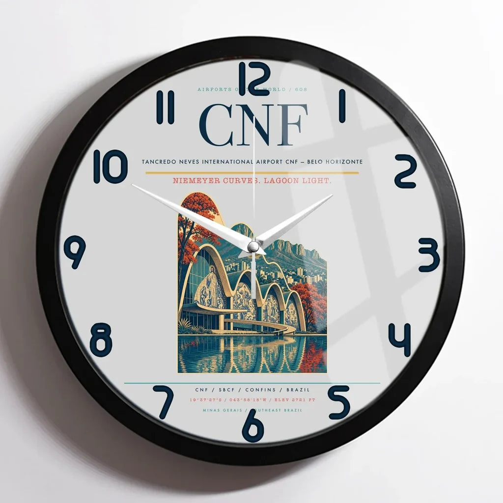 Tancredo Neves International Airport (CNF) design on light gray framed wall clock