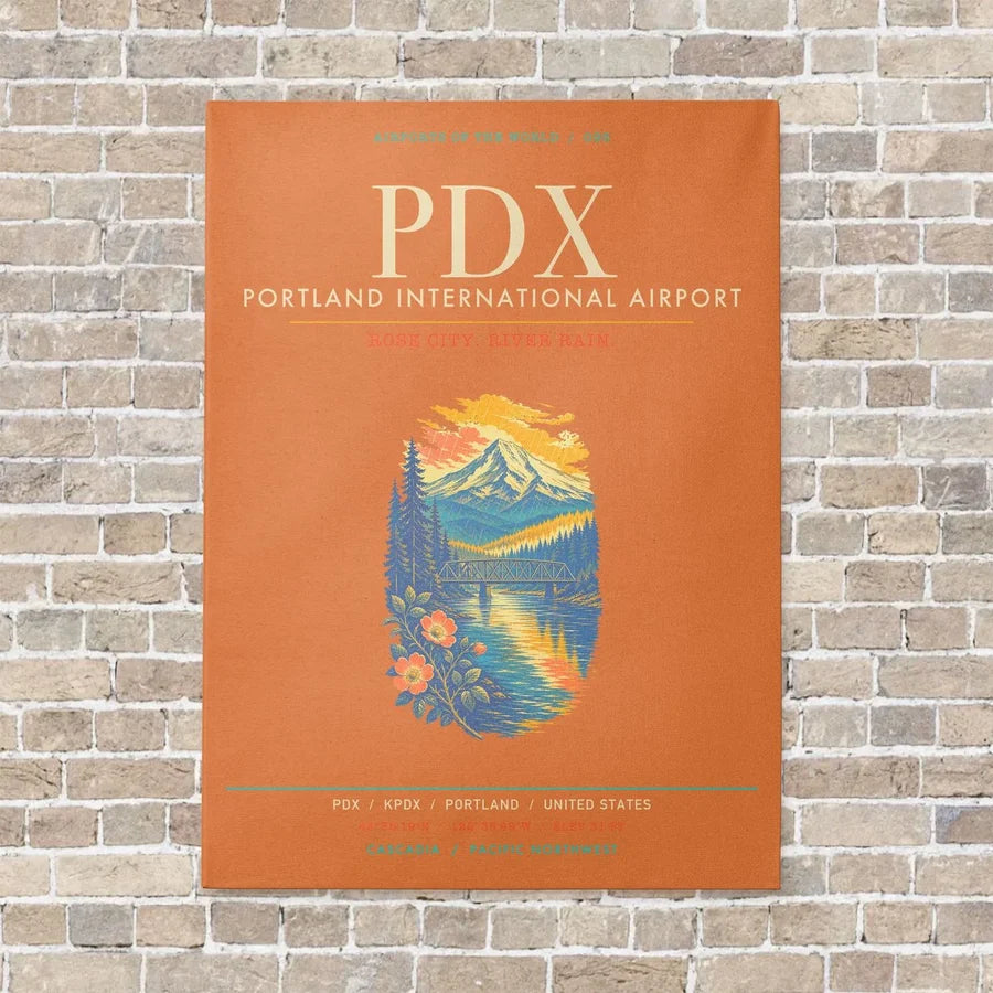 Portland International Airport PDX - Canvas Framed - Orange