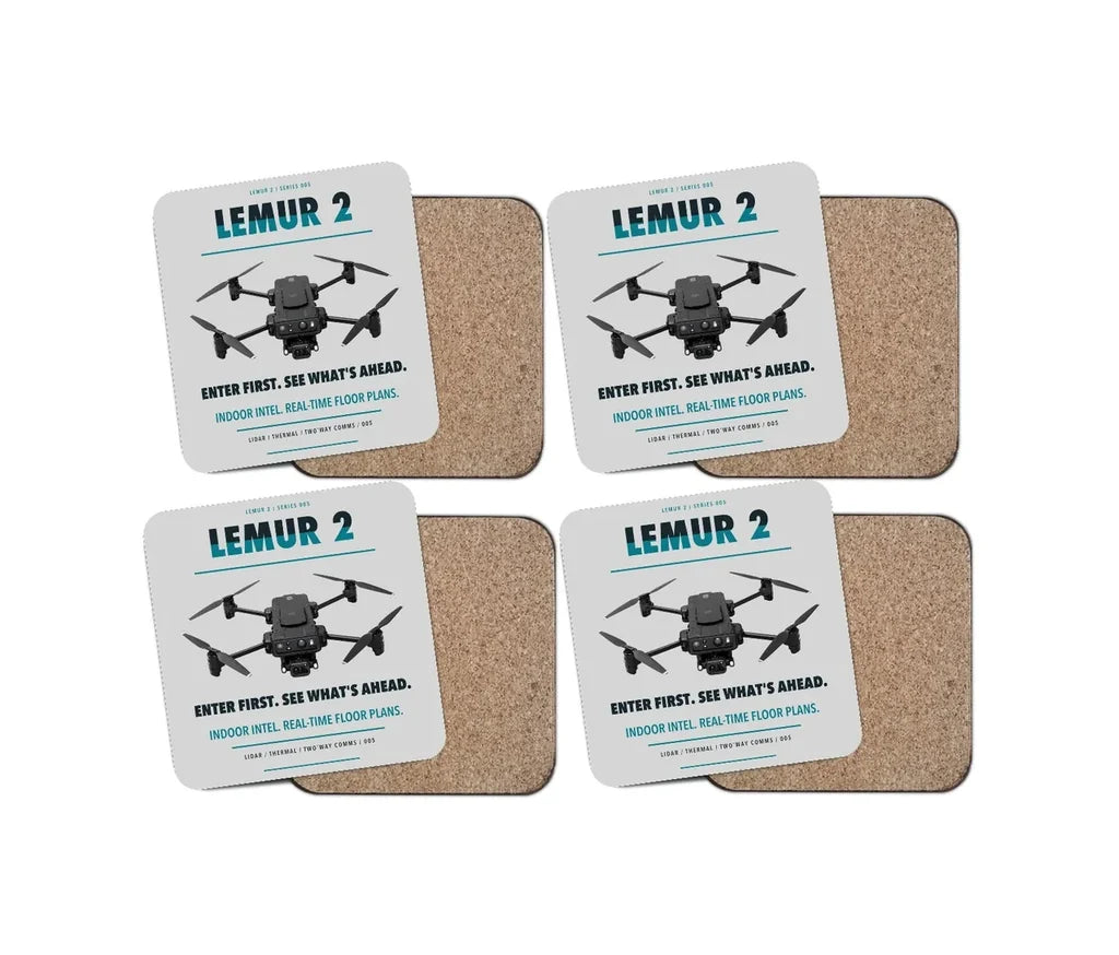 BRINC LEMUR 2 design on light gray 4 pieces set coaster
