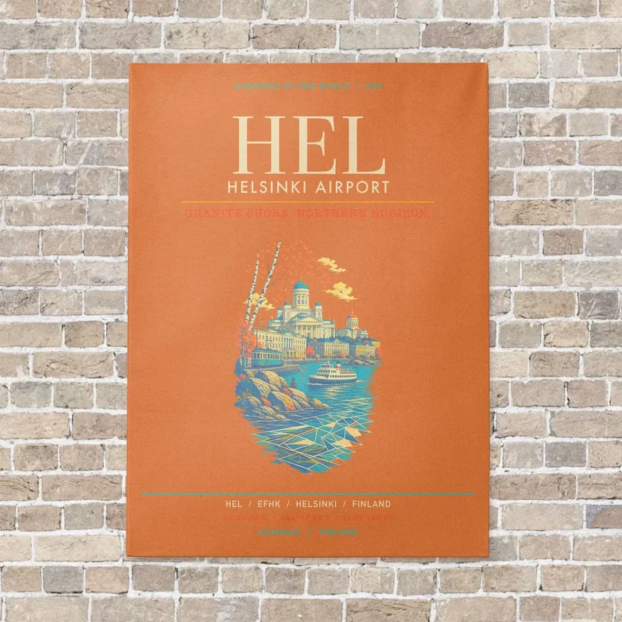 Helsinki Airport HEL - Canvas Framed - Orange