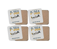 Thumbnail for P-36A Hawk design on light gray 4 pieces set coaster