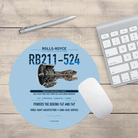 Thumbnail for RB211-524 design on light blue round mouse pad