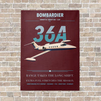 Thumbnail for Bombardier Learjet 36A vertical canvas print - no frame - dark red background