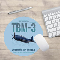 Thumbnail for TBM-3 Avenger design on light blue round mouse pad