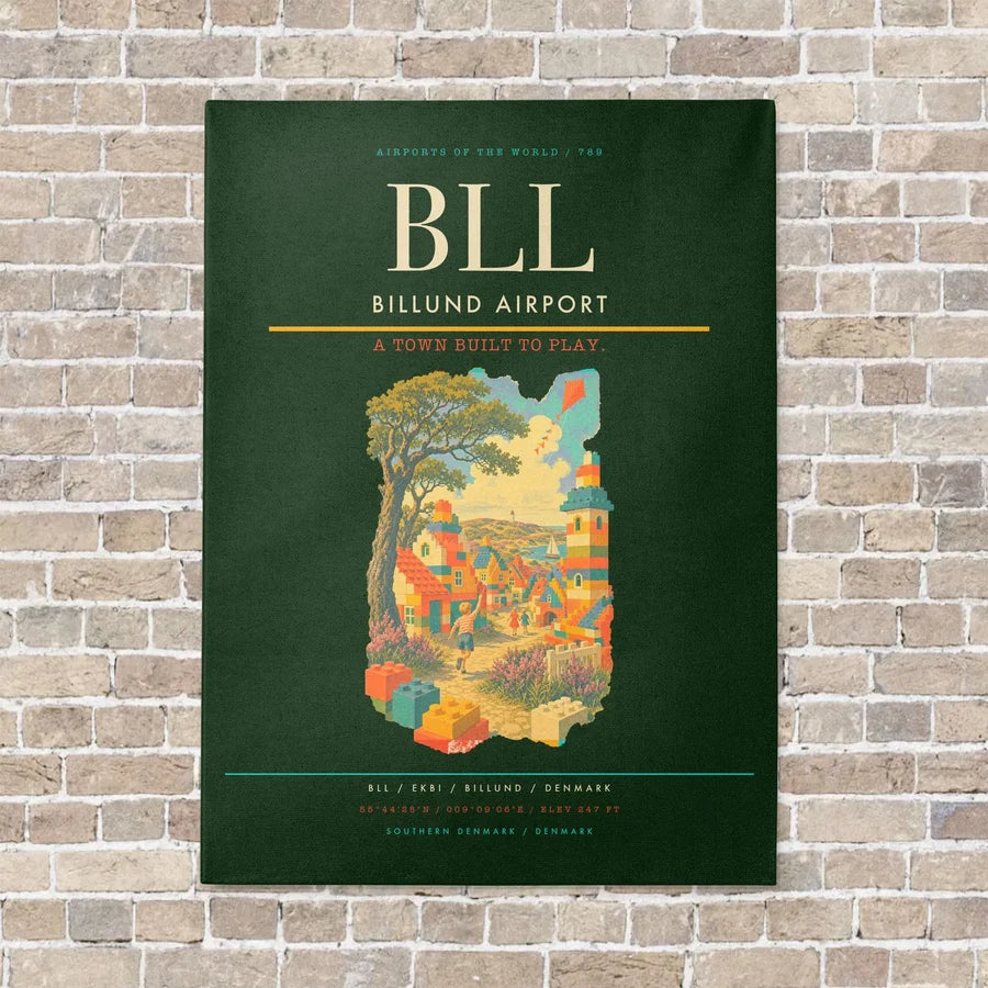 Billund Airport BLL - Canvas No Frame - Dark Green