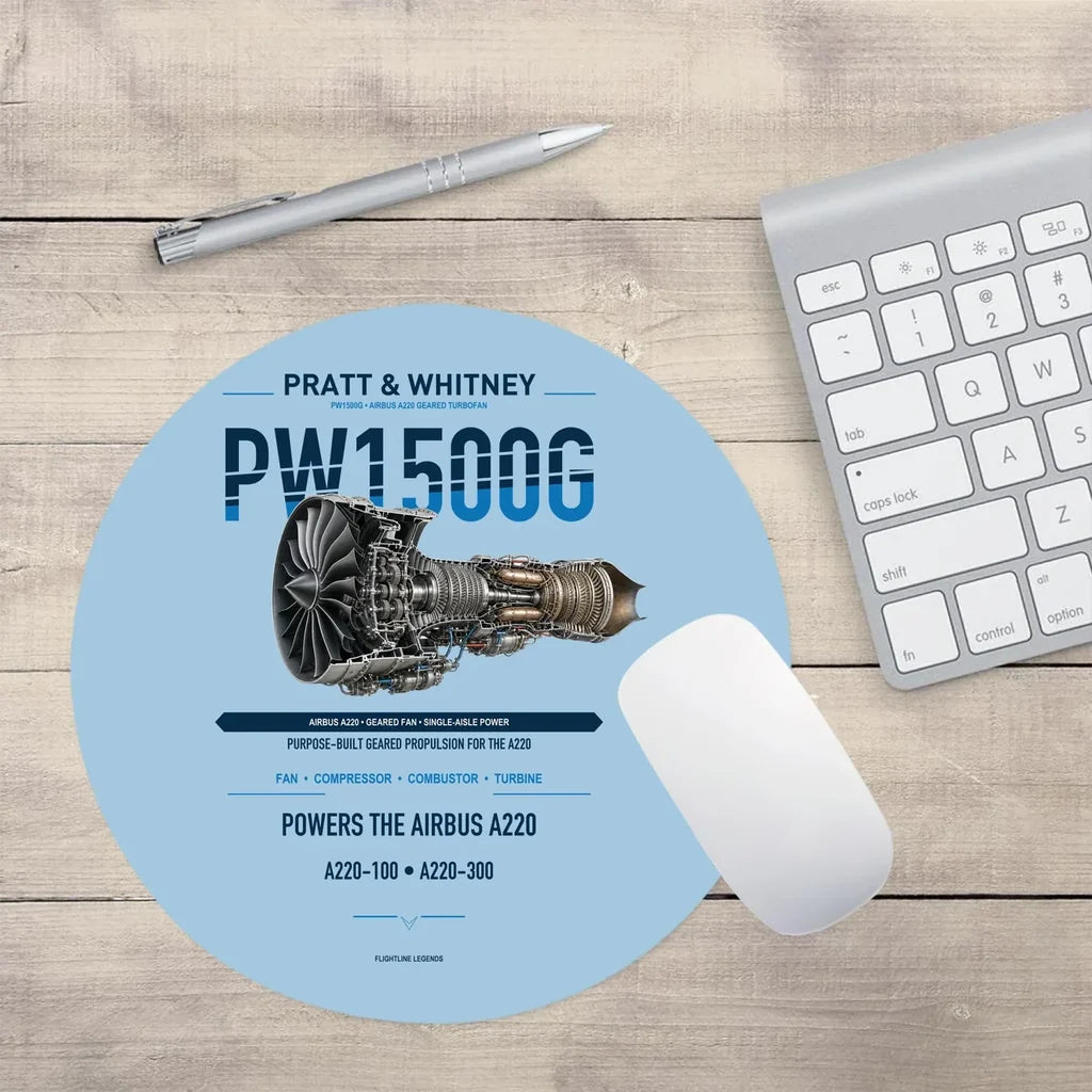 PW1500G design on light blue round mouse pad