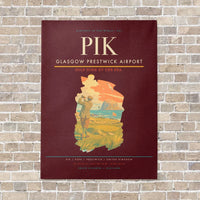 Thumbnail for Glasgow Prestwick Airport PIK vertical canvas print - no frame - dark red background