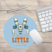 Thumbnail for Buckle Up Little Aviator design on light blue round mouse pad