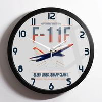 Thumbnail for F-11F Tiger design on light gray framed wall clock