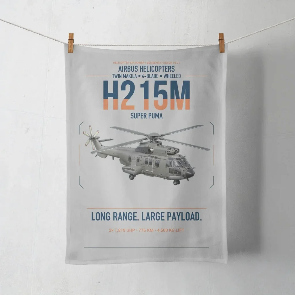 Airbus H215M design on light gray towel