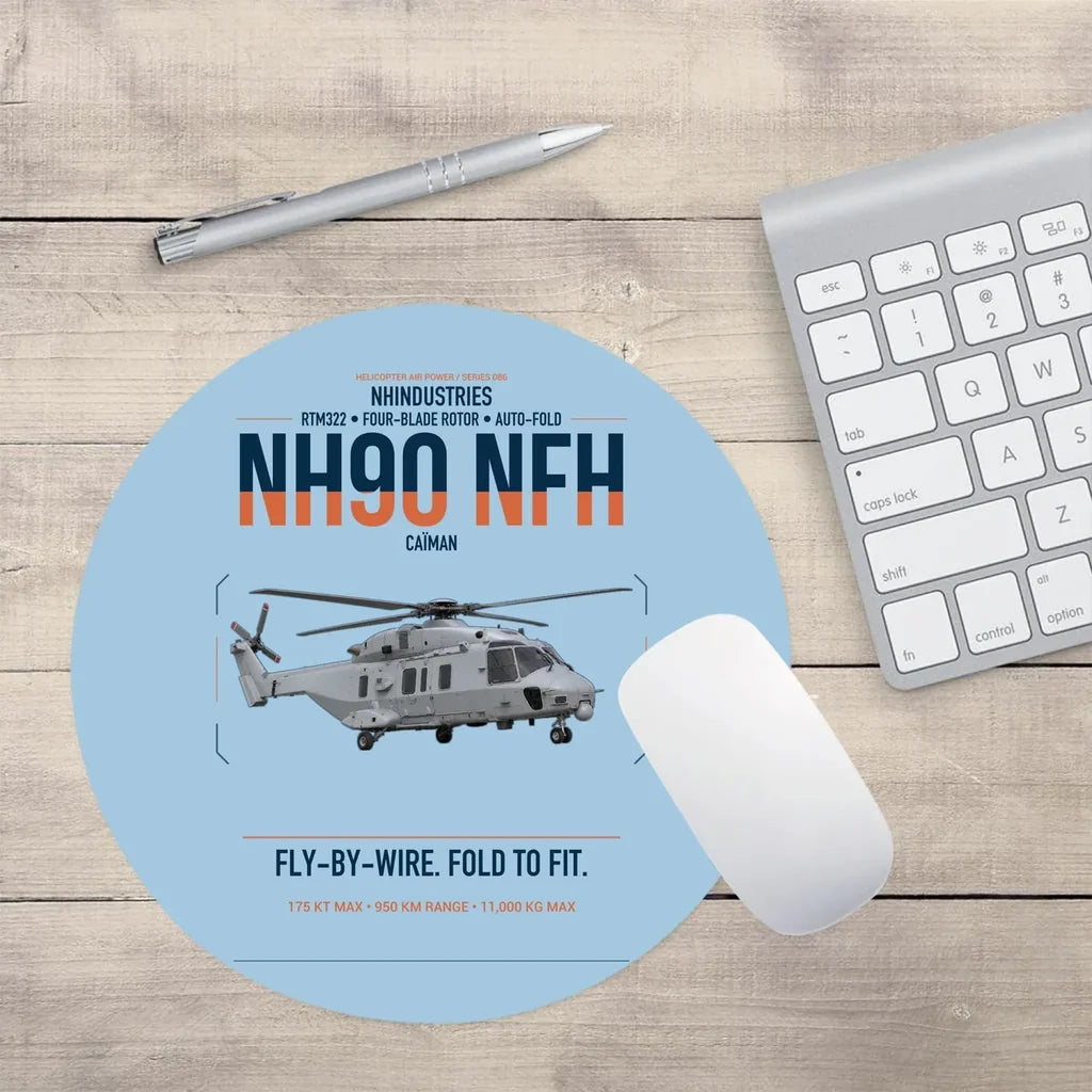 NHIndustries NH90 NFH Caïman design on light blue round mouse pad