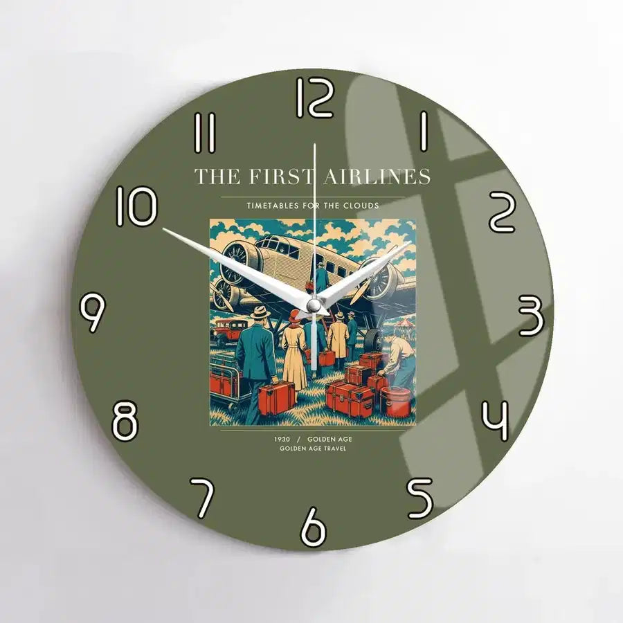 VINTAGE G4048 - The First Airlines - Designed Wall Clocks design on greenarmy no-frame