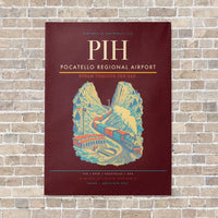 Thumbnail for Pocatello Regional Airport PIH vertical canvas print - no frame - dark red background